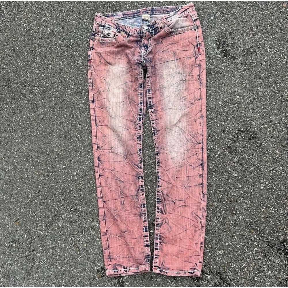 Y2K Vintage USA True Religion Ricky Super T Jeans  Black Acid Wash 34 24-803MYBT